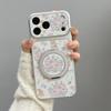 Flower Rabbit Rotating Bracket Suitable for Apple iPhone16/17Pro Mobile Phone Case 15 Electroplating Large Window 14 Sets