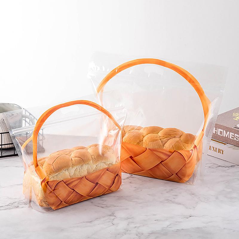 10 Stück Transparente Ziplock-Beutel Groß Transparent Toastbeutel Brothalter Tragbar Selbstklebend Gebäck Lebensmittelverpackung Bäckerei Geschenk