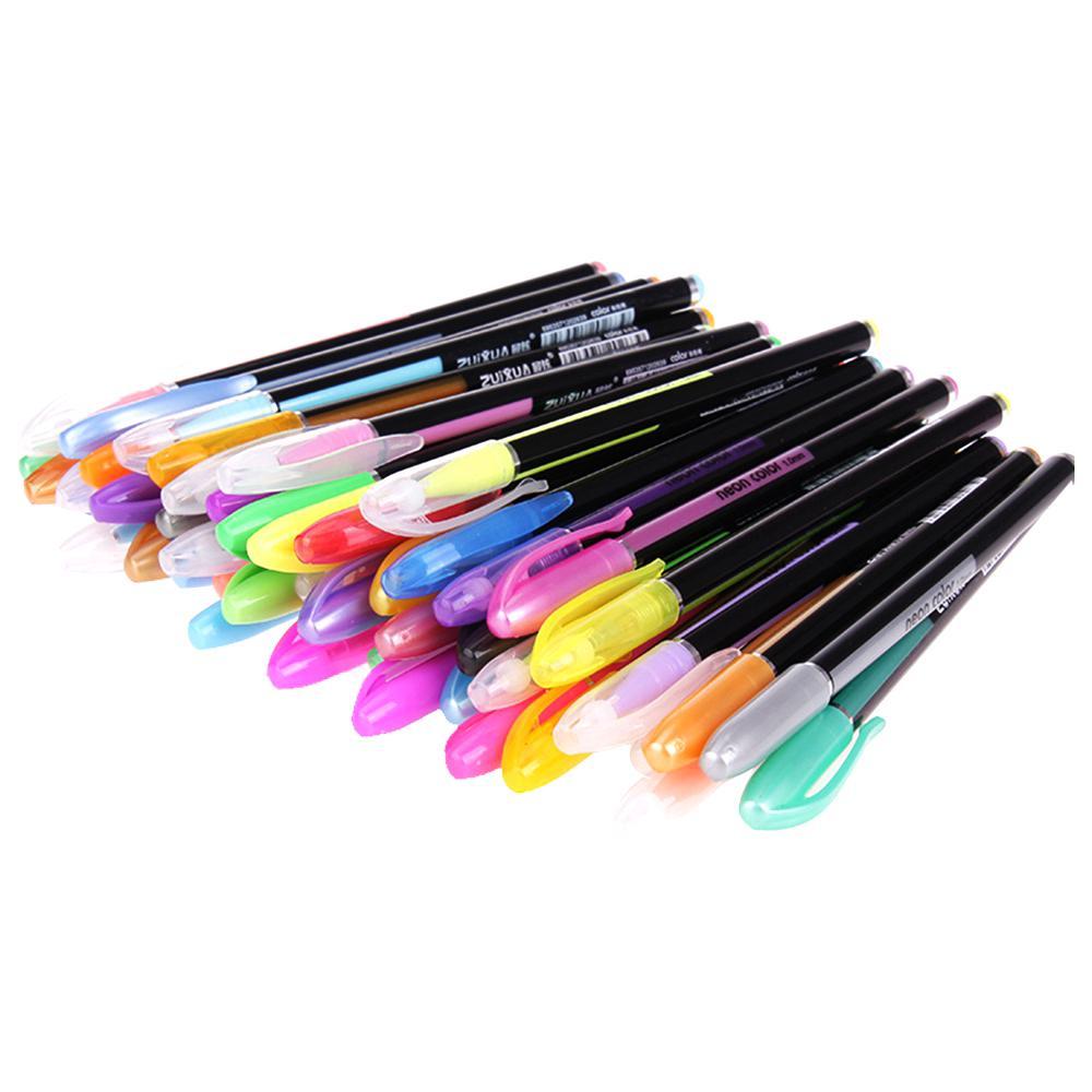 12/18/24/36/48 Colors Glitter Gel Pen Marker Set for Journals Coloring Books Drawing Painting Doodling Art Markers Supplies