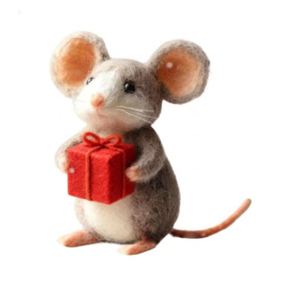 

День Святого Валентина Фетровая Мышь Украшение Ручная Работа Держит Розу Сердце Подарочная Коробка Бант Галстук-бабочка Мыши Украшение Свадебная Годовщина Романтический Подарок 8cm A