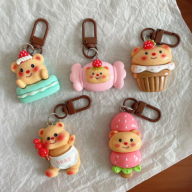 Lovely Cartoon Little Bear Keychain For Women Girls Cute Sweet Backpack Decoration Kawaii Car Keyring Accessories Couple Gift