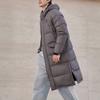 Adidas LONG DOWN Jackets Unisex Charcoal Gray Hooded Moderate Down Jacket KF6746-