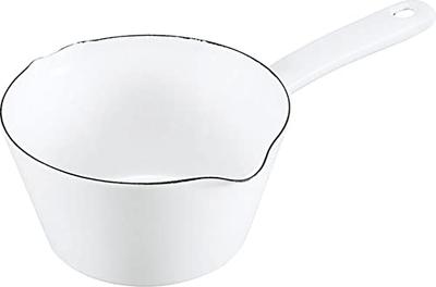 Fuji Enamel Milk Pan with Graduated Finish, 14cm, NEIGE, 0.7L Capacity, Odor Resistant, N-14M