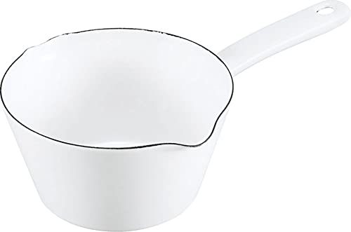 Fuji Enamel Milk Pan with Graduated Finish, 14cm, NEIGE, 0.7L Capacity, Odor Resistant, N-14M