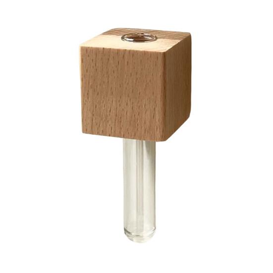 Wooden Refrigerator Magnet with Test Tube Mini Vase Flowers Plants Holder Fridge Magnet Home Office Kitchen Locker Decoration A