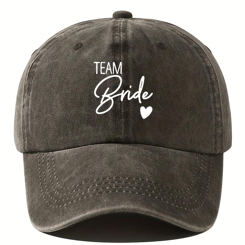 MenS Navy Blue Baseball Cap with Team Bride Heart Design Adjustable Polyester Sports Style Perfect for Outdoor Activit
