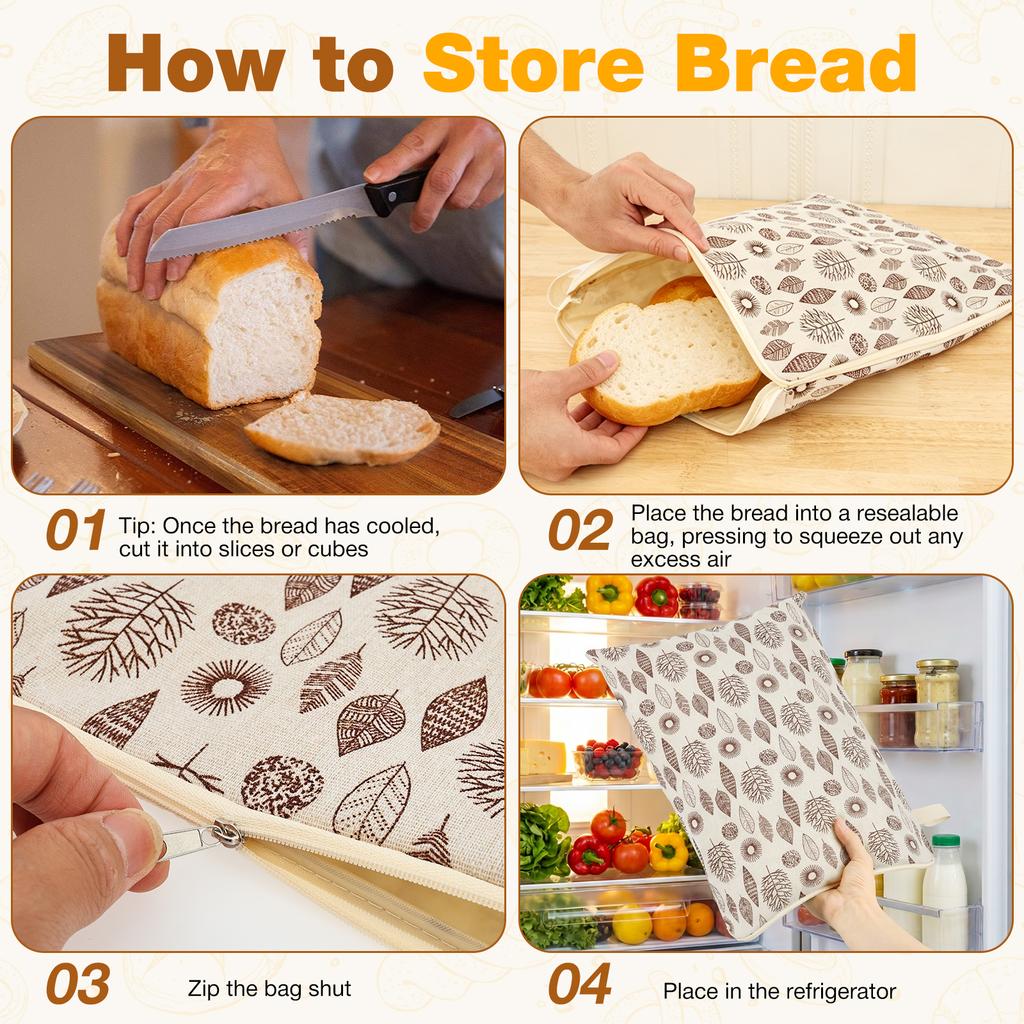 2Pcs Sourdough Bread Bags Reusable Beeswax Bread Bags Large Linen Homemade Bread Storage Bags Food Grade
