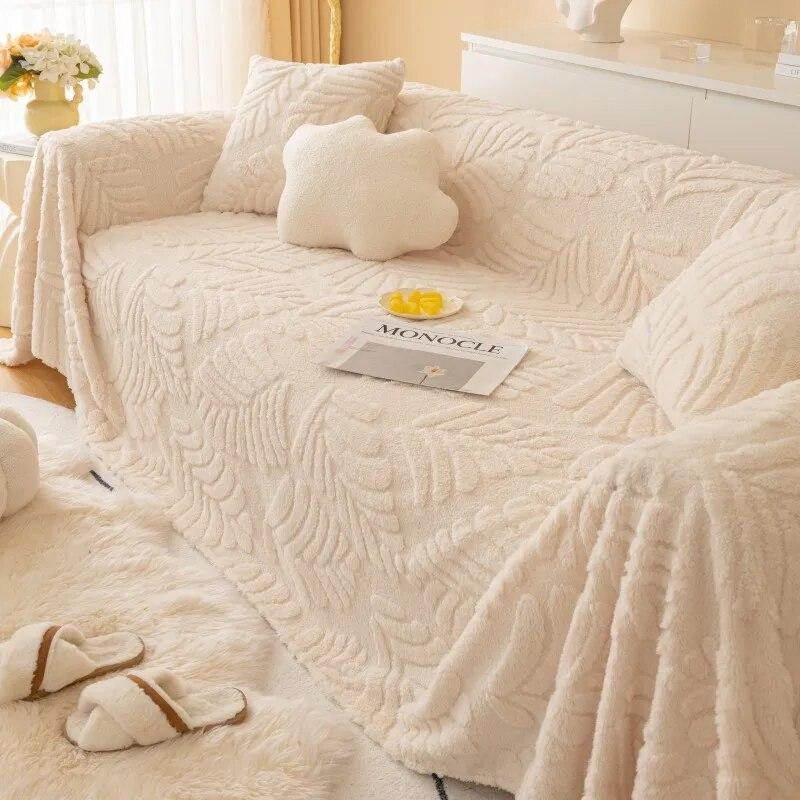 Winter Sofa Cushion Bubble Plush Sofa Cover Cloth Towel New Winter Thickened Warm and Non Slip Plush Cushion