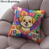 Rainbow Love Cute Puppy Throw Pillow Covers Pattern Cushion Cover Suitable For Sofa Bedroom Car Pillow Cover
