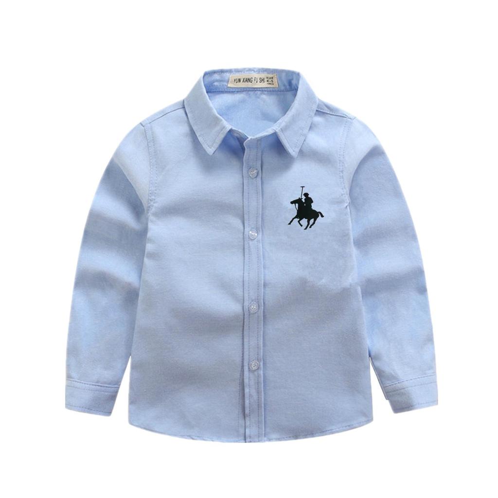 Boys' Blue Knight Long Sleeve Shirt for School Uniform or Performance, White, Spring/Autumn