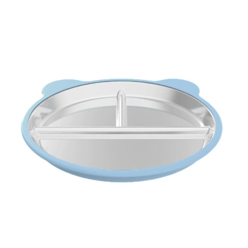 3 Grids Sucker Children Dishes Bear Shape Kids Feeding Plate Snack Bowl Kindergarten