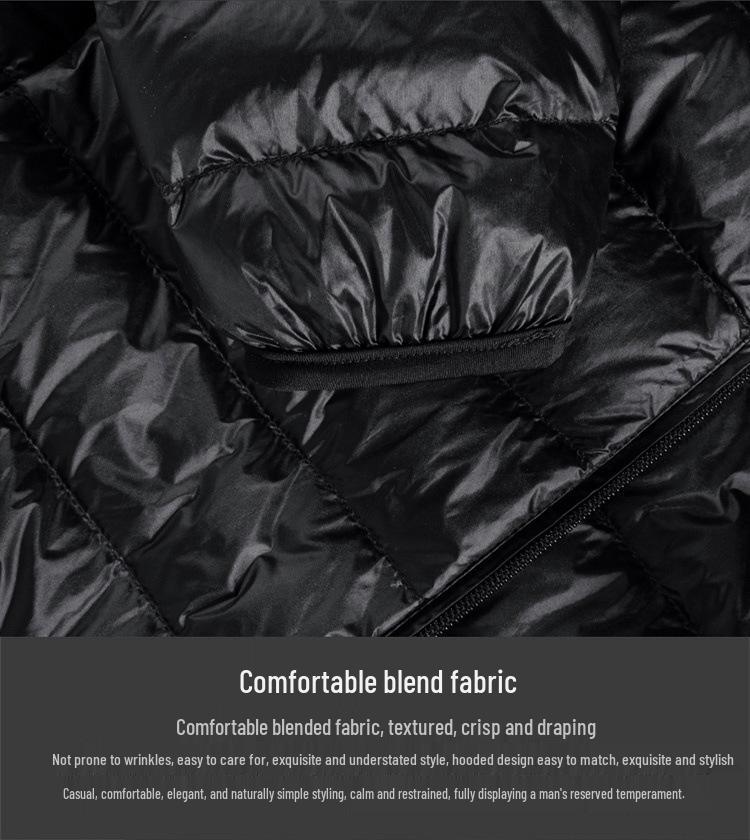 Men's Plus Size Lightweight Down Jacket - Stand-up Collar, Youth Sports, Casual Warm Outdoor Wear