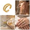 18K Gold Plated Cable Knit Double Layer Open Ring – European & American Fashion