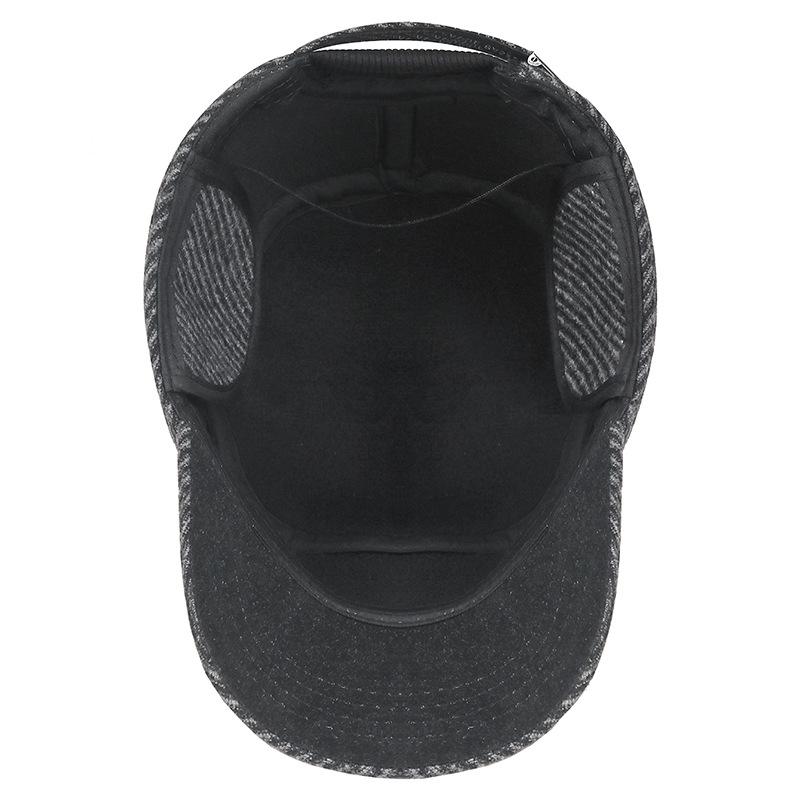 Northwood Autumn Winter Baseball Cap Velvet Warm Woolen Flat-top Hat for Men Thickened Dad's Cold-proof Ear-protecting Flat Top Cap