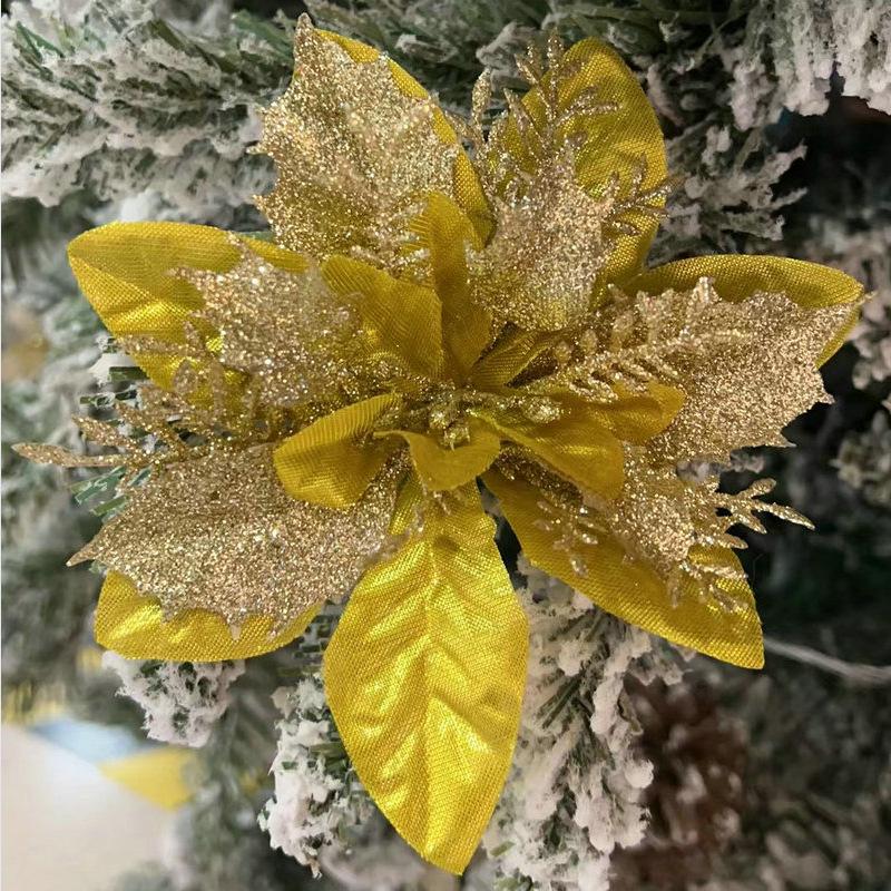 Zlatý prášek Třívrstvý vánoční květinový věnec a ozdoba na stromek