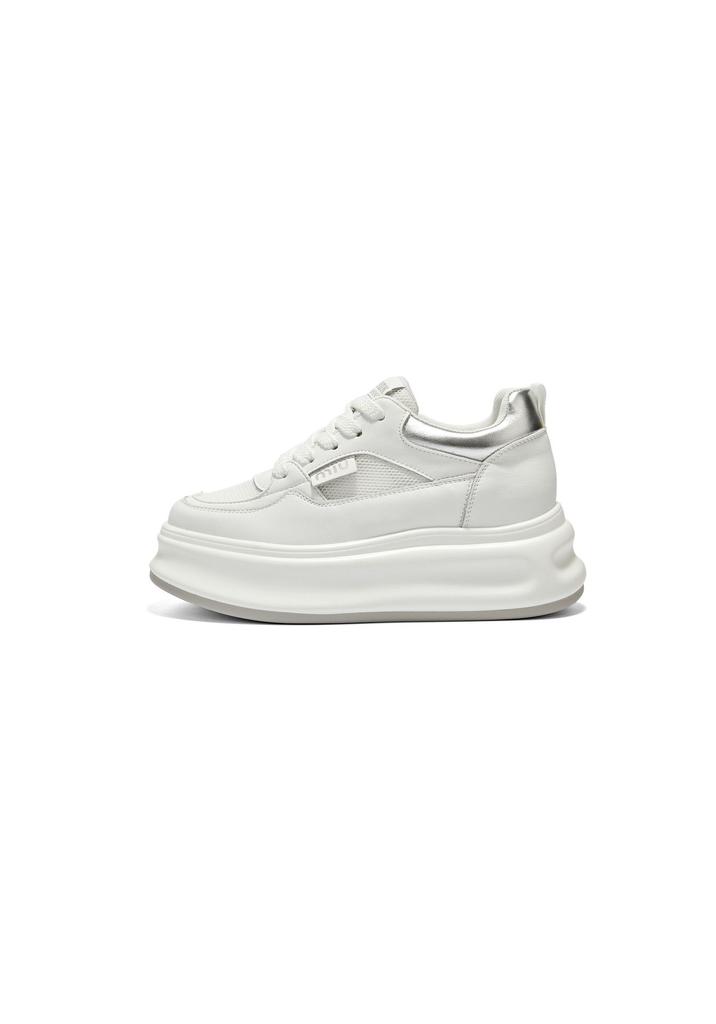 New cowhide casual shoes women's thick-soled inner height increase wear-resistant sports little white shoes women's lace-up women's shoes