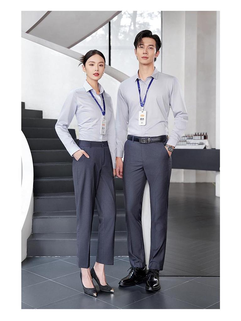 Unisex Professional Long Sleeve Silk Modal Shirt with Logo for Property Management Workwear
