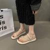 Non-slip Sleeve Toe Beach Word with Sandals Women Wear 2025 Summer New Internet Celebrity Fairy Wind Flat Roman Shoes