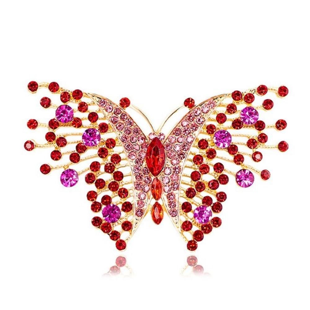 Modische Schmetterling bunte Zirkon Brosche, Anti-Exposition Nadel für Damen, Metallknopf zum Befestigen von Kleidung, Hochzeitsfeier Geschenk