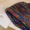 Winter Ear Protection Hat Rainbow Stripe Knitted Headgear Korean Women Fisherman Cap Girls Ski Riding Bonnet