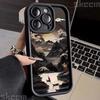Oil Painting Mountain And Water Painting Black Phone Case For iPhone 11 12 13 14 15 16 Pro Max X XR XS 7 8 Plus 16E Cover