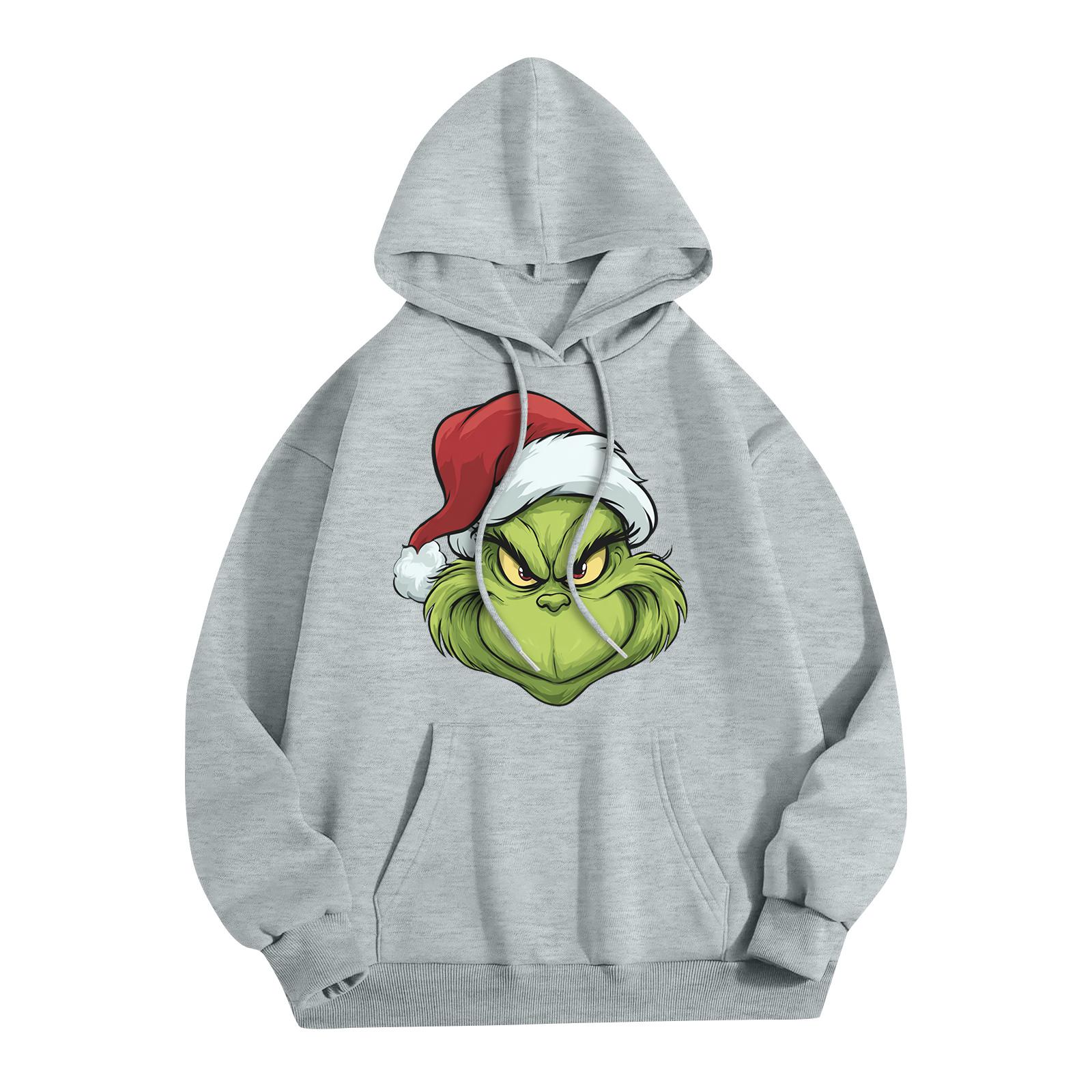 

Женская модная повседневная толстовка с капюшоном и карманами с рождественским принтом L