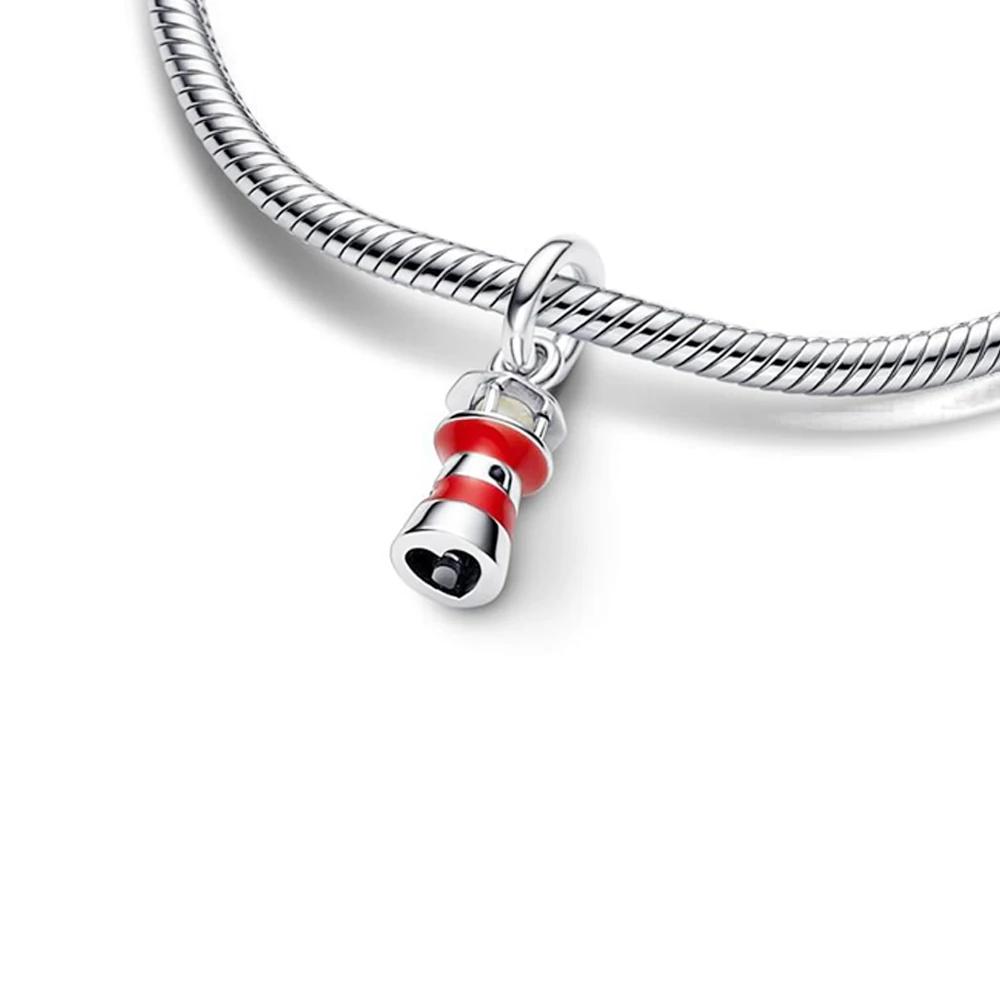 Glow in the Dark Lighthouse Charm for Original Pandora Bracelet DIY Jewelry Gift for Women Friends Family