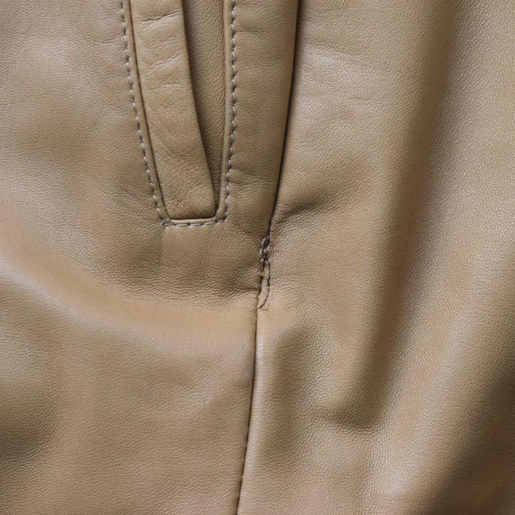 Used 00s PRADA archive Miuccia Period Made in Italy Nappa Leather Leather Pants 46 Camel Genuine Leather Ribbon Belt