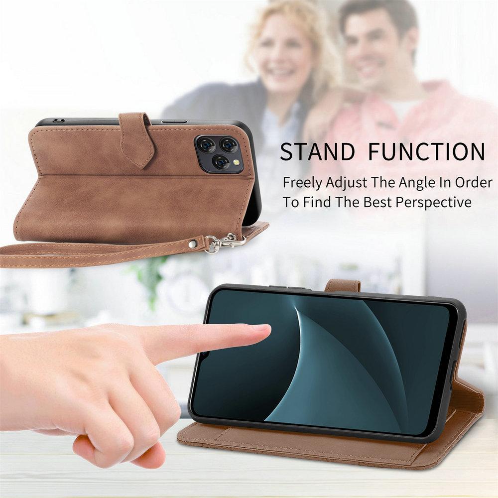 Cover In Pelle Portafoglio Per Blackview A52: Protezione Con Stile, Blu Con Slot E Cavalletto