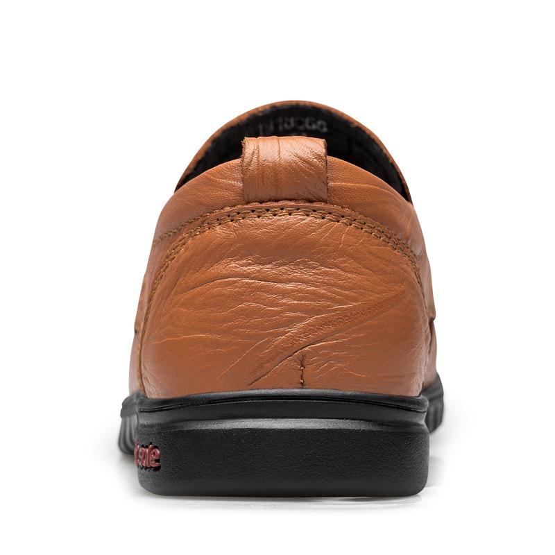 Sandals Men's Shoes Carved Hollow Leather Shoes Men's Soft Sole Breathable Casual One Pedal Lazy Cowhide Business Leather Shoes