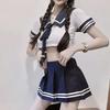 Women Cos Sexy Short Skirt Erotic Lingerie Japanese School Uniform Crotchless Cosplay Lingerie Set Jk Mini Baby Doll Dress