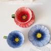 Qiwei Keramik Mohnblumen Kaffeebecher & Untertasse Geschenkset