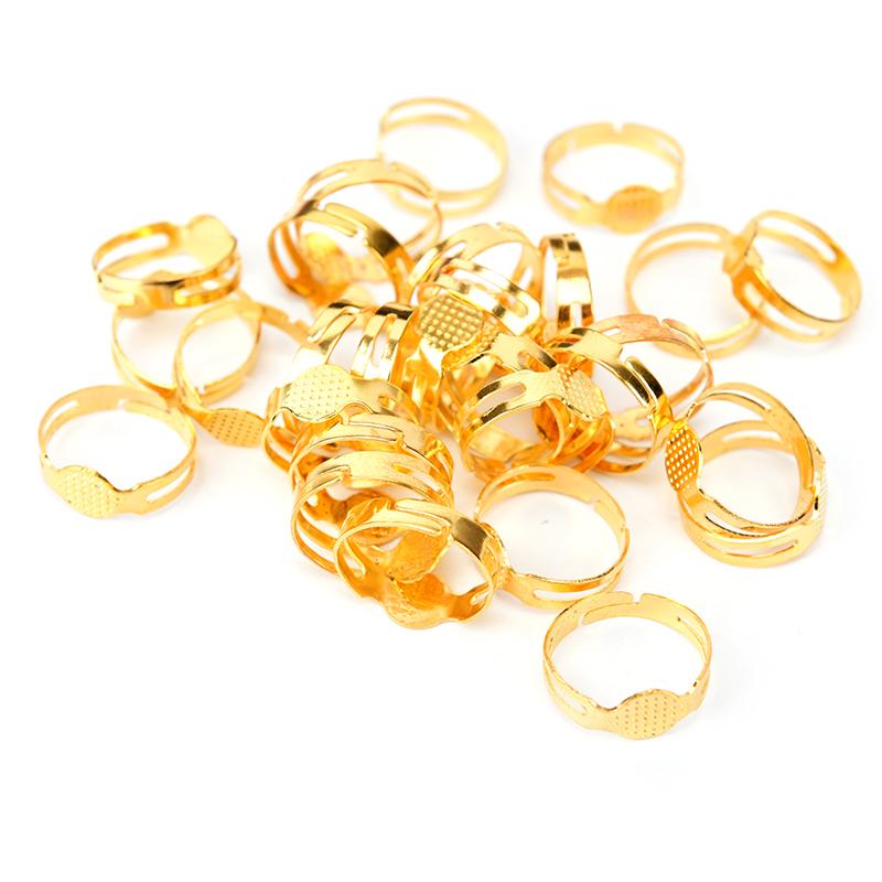 

50 шт. 8 мм плоские основания для колец Diy пустые детали для изготовления ювелирных изделий регулируемые золотой
