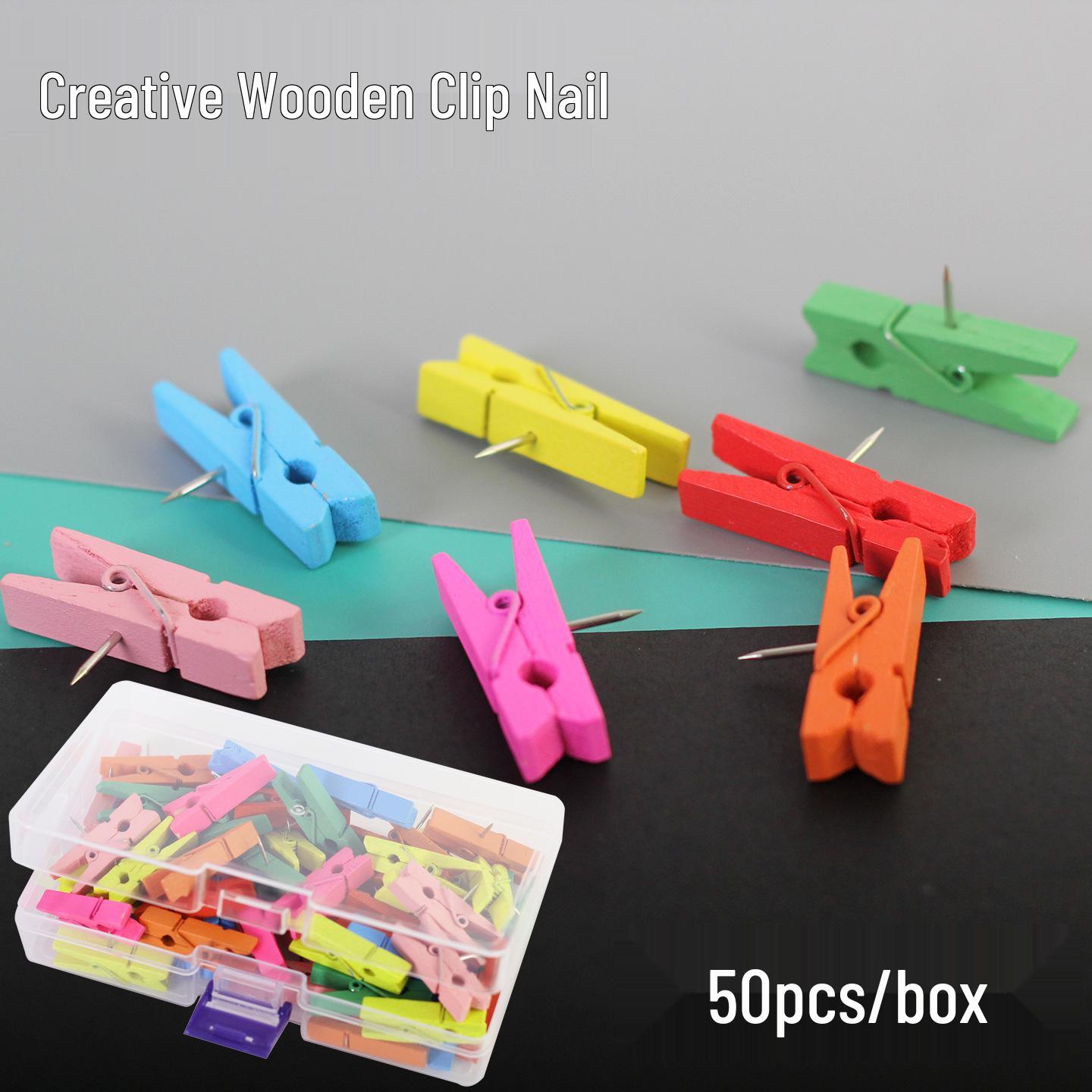 

Handmade Natural Wood Push Pins: Colorful Memo Clips for Photo and Paper Display on Cork or Felt Boards
