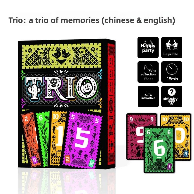Trio Memory Card Game With Cardboard Material For Group Fun And Travel Entertainment
