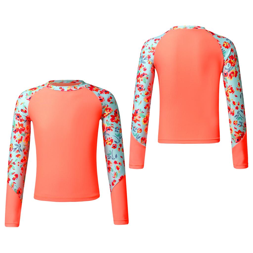 Girls' Swimsuit Long Sleeve UPF50+ Rash Guard Top Swimming Shirt Swimwear