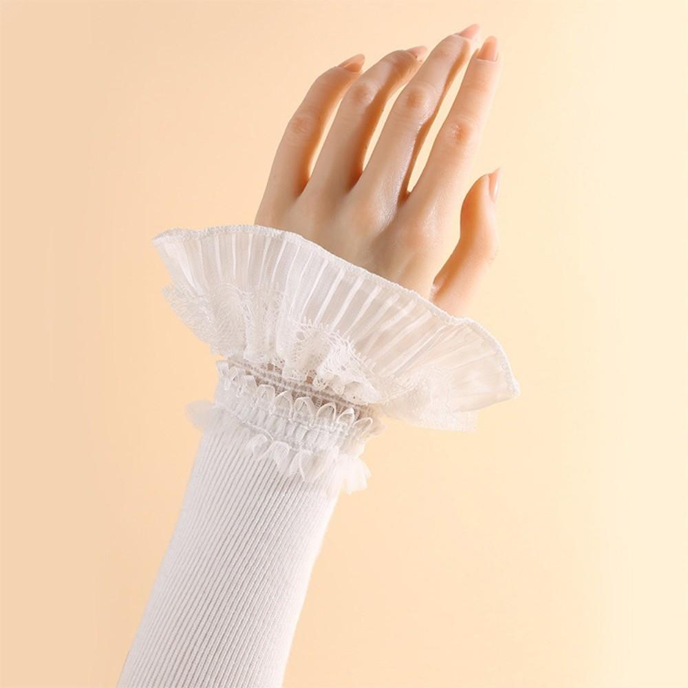Lace Ruffles Lace Sleeves Long Elastic Lolita Cuffs Vintage Arm Covers for Women
