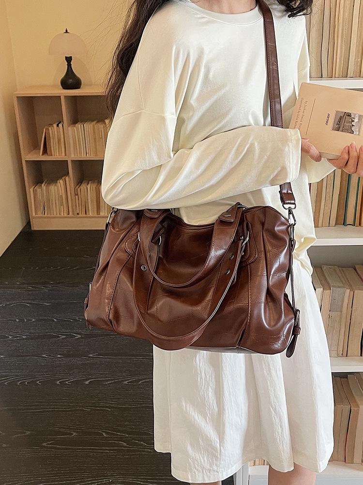 2026 Trendy Large Capacity Elegant Crossbody Tote Handbag - Solid Color, Casual & Fashionable