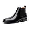 Elegant Chelsea Boots Genuine Cow Leather Men Ankle Shoes with Elastic Band Black Slip On Formal Business Fashion Boots for Men