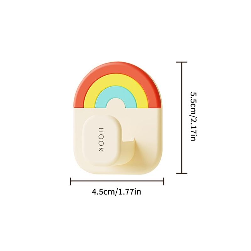 Pack of 3 Rainbow Hooks Colorful Adhesive Hooks for Bathroom Kitchen Storage Wall Hangers for Hanging Coat Key Bag