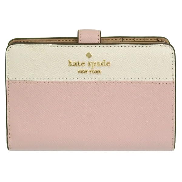 Kate Spade Women's Bifold Wallet, Compact, Outlet Brand, Pink Ivory Leather, Madison Colorblock Saffiano Le Medium Compact Bifold Wallet, KC511 650.