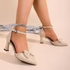 2026 Neue Mode Schleife Verziert Damen High Heel Sandalen Sommer Einfarbige Elegante Spitze Trendiger Taschenabsatz Sandalen