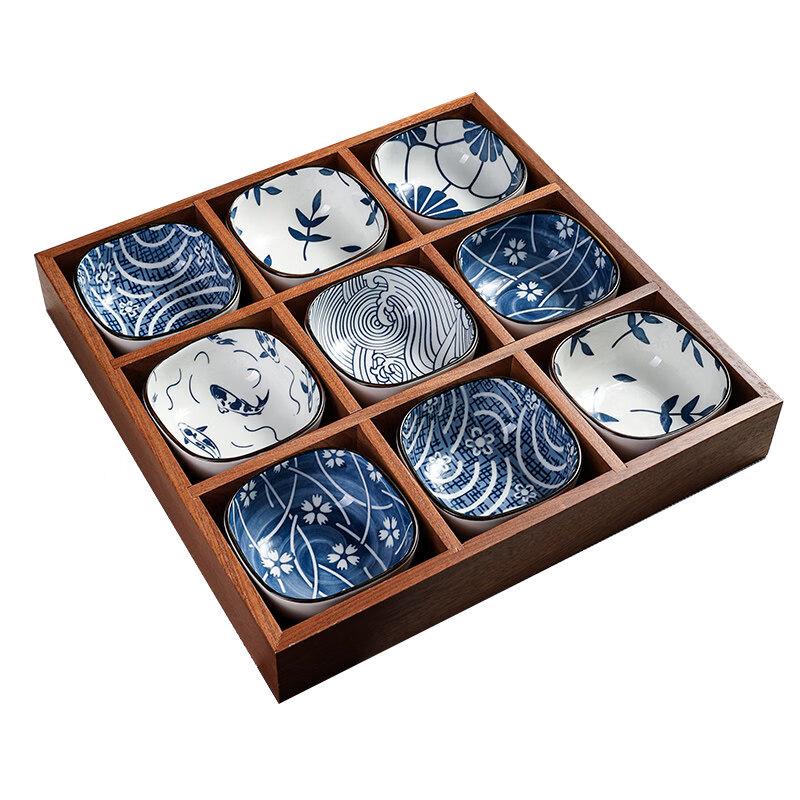 Nine-Grid Wooden Snack & Fruit Serving Tray