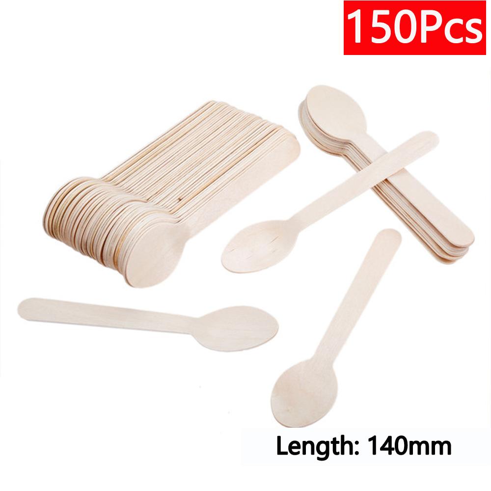 10/150/500 szt. Jednorazowe drewniane sztućce widelce/łyżki/noże nóż artykuły imprezowe przybory kuchenne deser zastawa stołowa opakowanie 16 cm