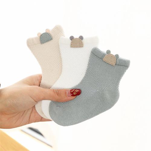 3 Paare Neugeborenes Baby Mädchen Junge Socken Sommer Mesh Dünne Säuglingssocken für Mädchen Jungen Uni Baumwolle Freizeit Kleinkind Kinder Socke 0-5 Jahre