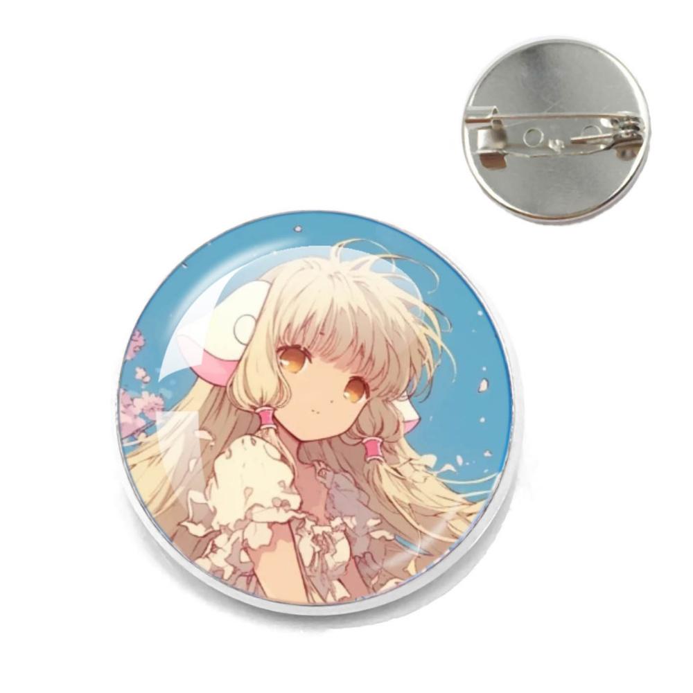 Anime Chobits Pin Metal Brooches Cute Collar Lapel Pin  Chi Cute Creative Funny Cartoon Badge Brooch Hat Lover Jewelry Gift