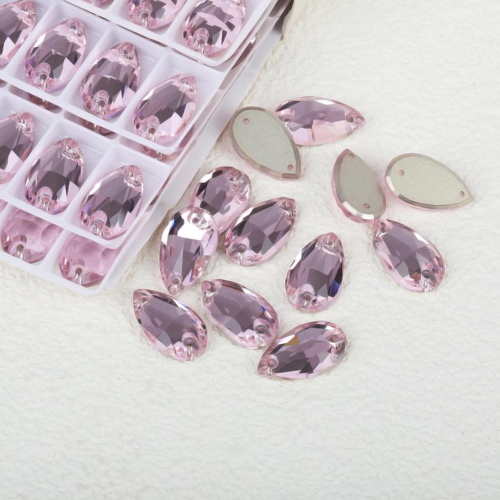 K9 Měkké Sklo Slza Dvouotvorové Drahokamy Vrtané pro DIY - Nepravidelné Barevné AB Diamanty