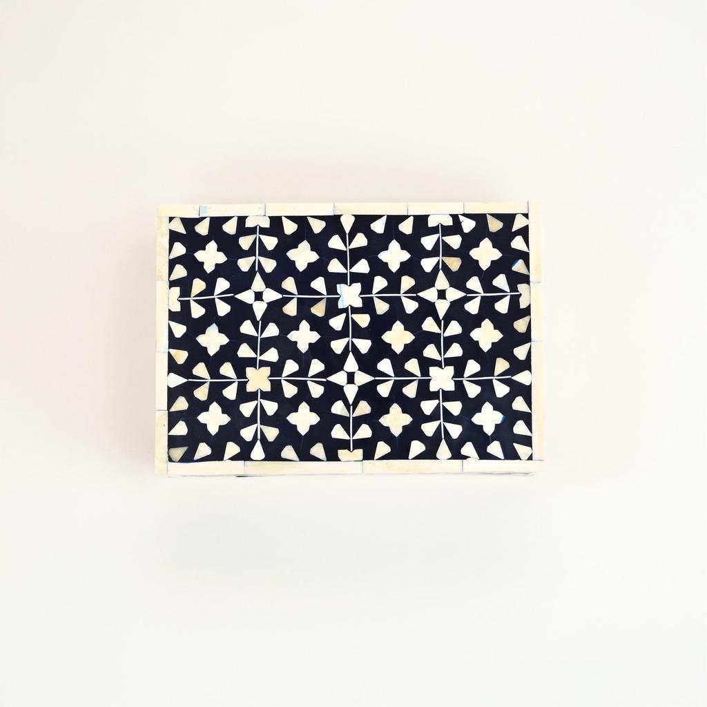 Floral Bone Inlay Box Set of 2 – Handcrafted Decorative Storage Boxes