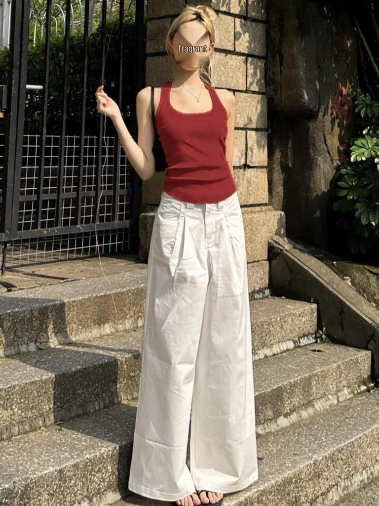 Yi Han Meng Zitronengelbes Slim Fit Neckholder Tanktop für Frauen und Mädchen - Niedlich, aufhellend, schlankmachende Unterwäsche oder Oberbekleidung