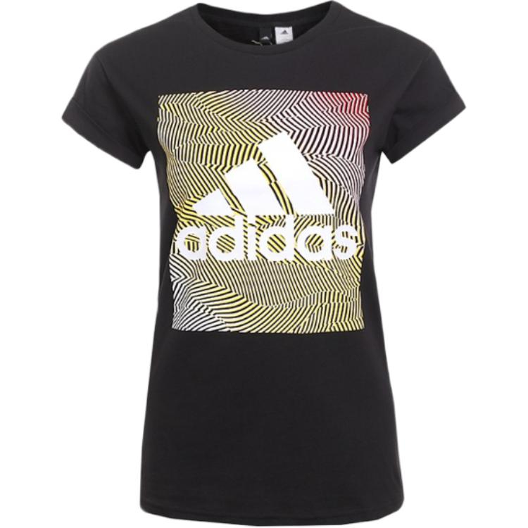 

Adidas Женская тренировочная серия, повседневная спортивная футболка с круглым вырезом и коротким рукавом, женские футболки, черные CG1662 S
